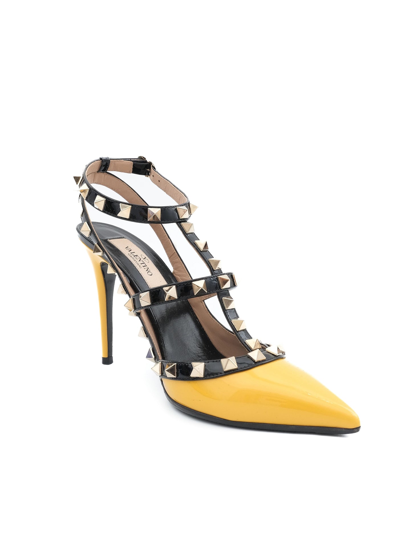 excellent valentino yellow leather high-heeled shoes size 36.5