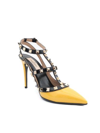 Excellent Valentino Yellow Leather High-Heeled Shoes Size 36.5