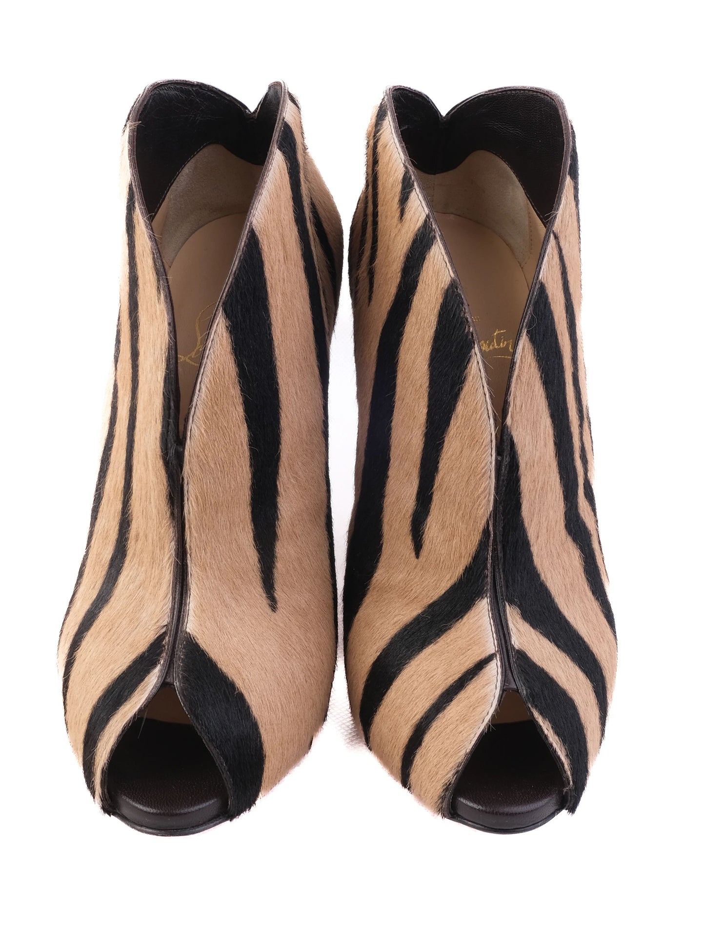 excellent christian louboutin zebra print high heels size 37.5