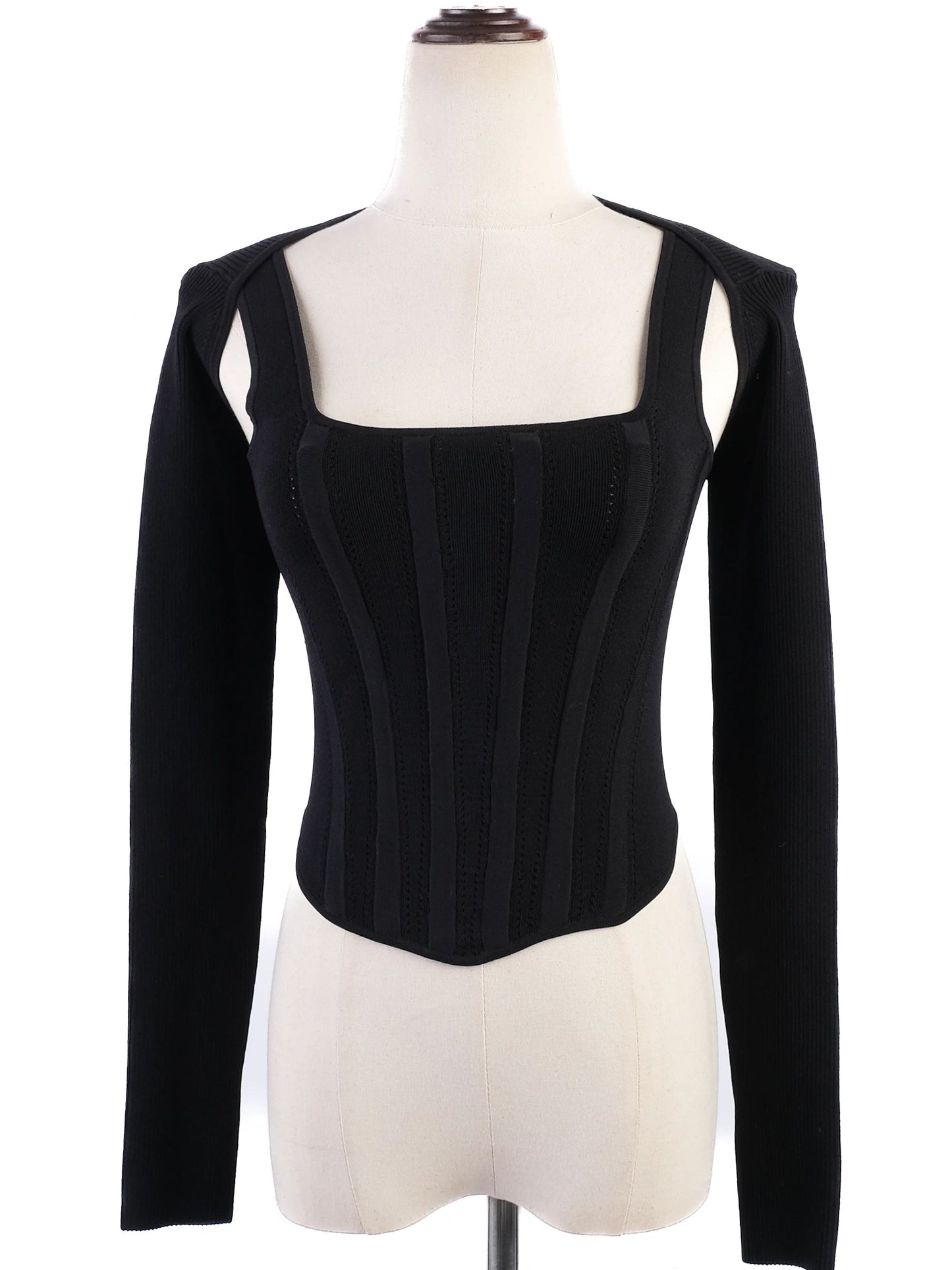 new dion lee black corset-style top size xs viscose structured design