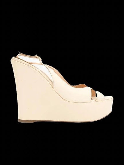 Good Sergio Rossi Yellow Leather Wedge Sandals Size 38 Women