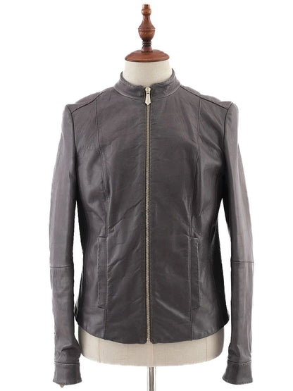 Excellent Trussardi Gray Leather Jacket Size XS for Men