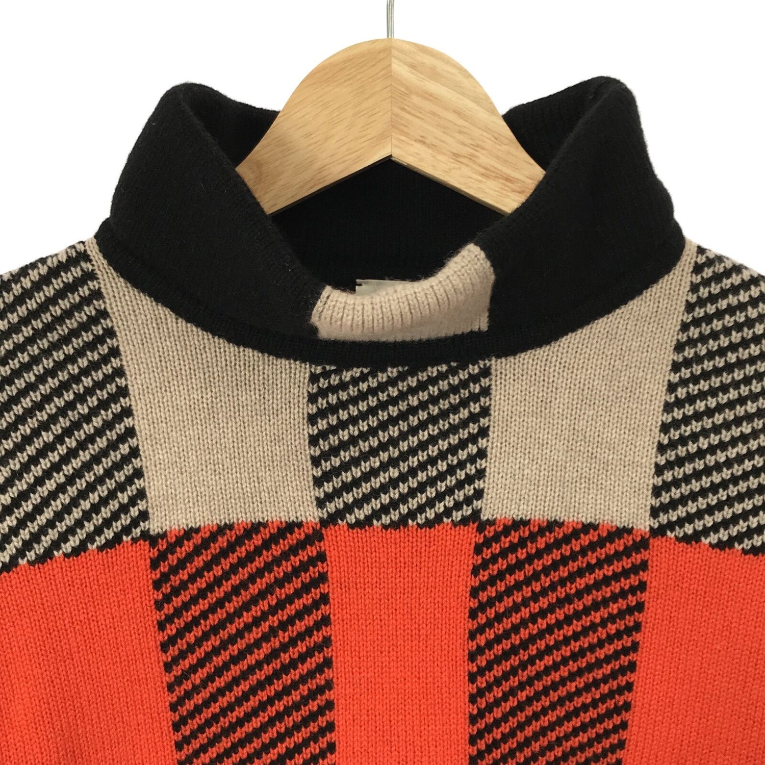 Hermes Cashmere Tartan Long Sleeve Sweater Orange 34