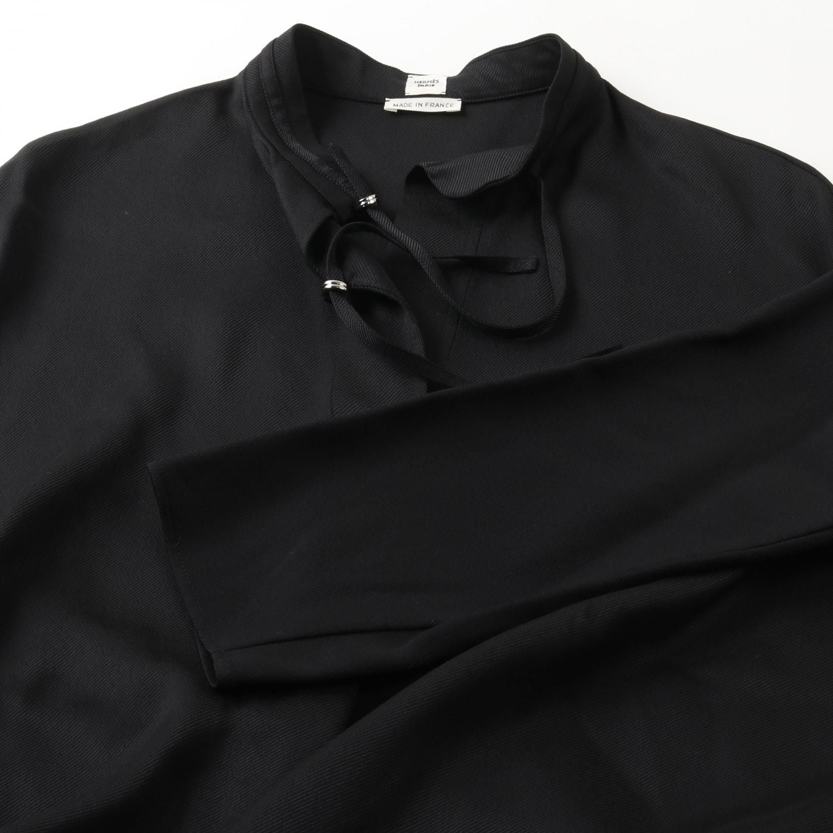Hermes Dress Black Rayon Silk