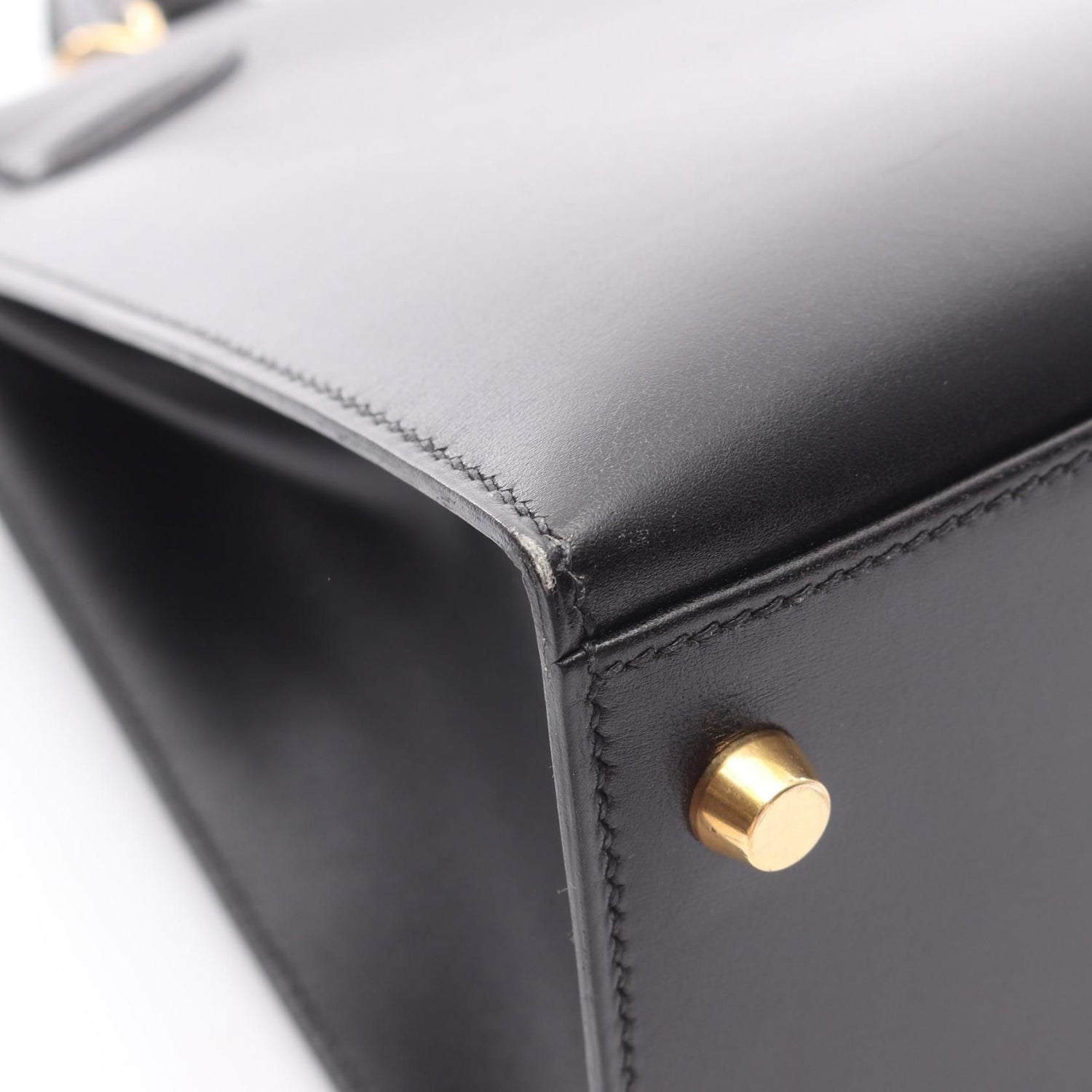 Hermes Kelly 32 Handbag Black Box Calfskin Calfskin (cowhide)