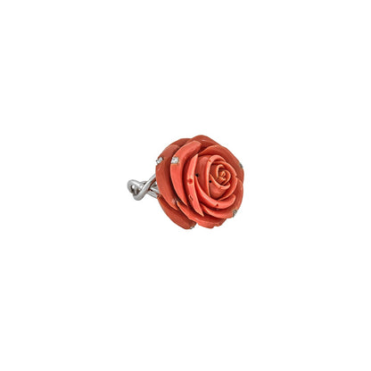 Garnazelle Rose coral, diamonds and gold ring