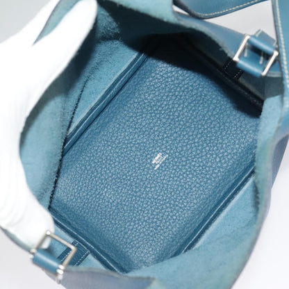 Hermes Picotan Pm Hand Bag Taurillon Clemence Blue Auth
