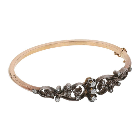 Gold, silver and diamonds bracelet