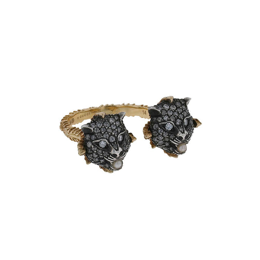 Gucci Le Marche des Merveilles silver, gold, diamonds and cultured pearls ring