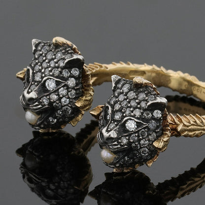 Gucci Le Marche des Merveilles silver, gold, diamonds and cultured pearls ring