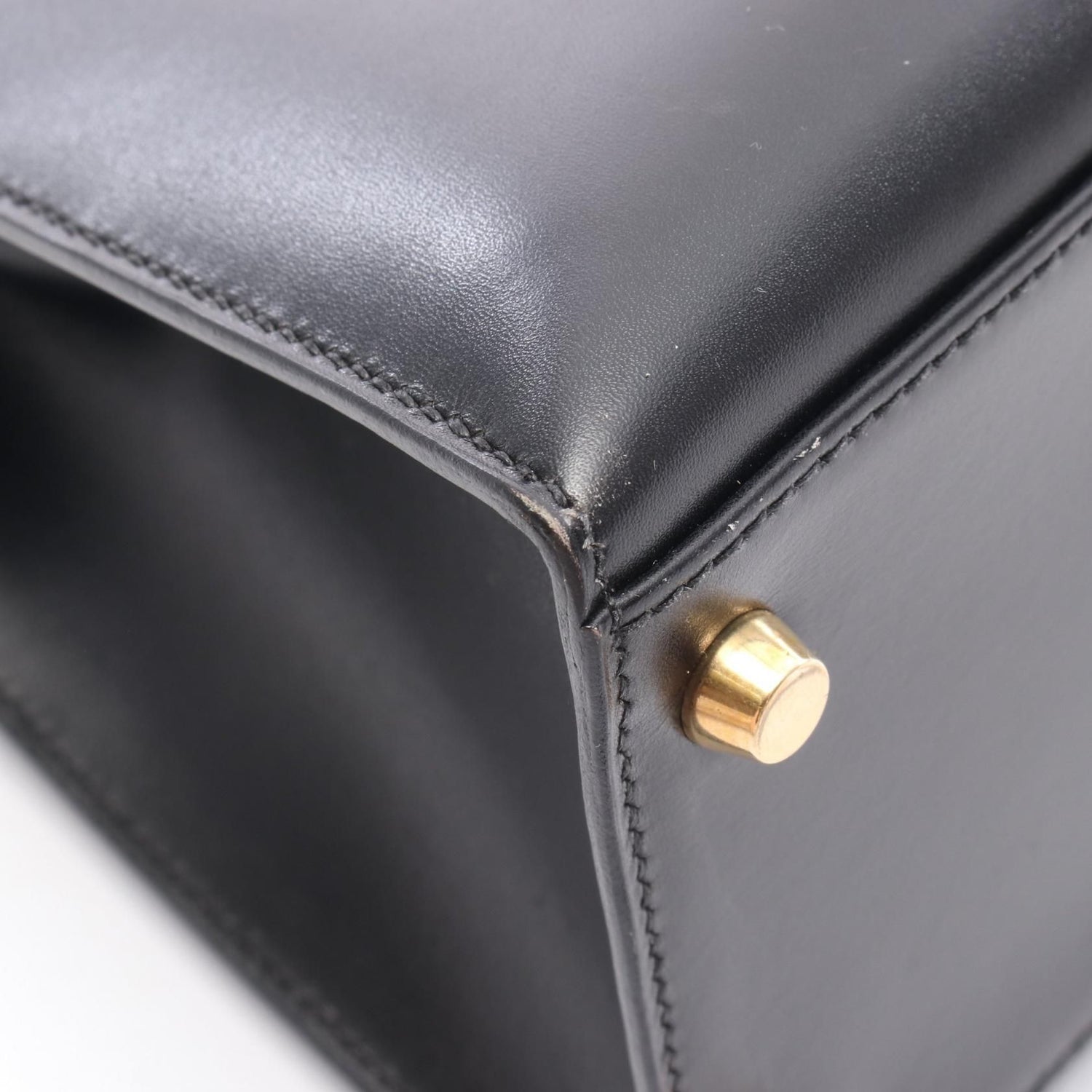 Hermes Kelly 32 Handbag Noir Black Box Calfskin Calfskin (cowhide)