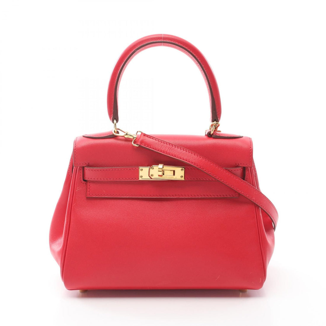 Hermes Mini Kelly Crossbody Hand Bag D Gulliver Leather Red Ghw