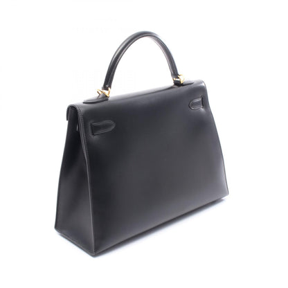 Hermes Kelly 32 Handbag Noir Black Box Calfskin Calfskin (cowhide)