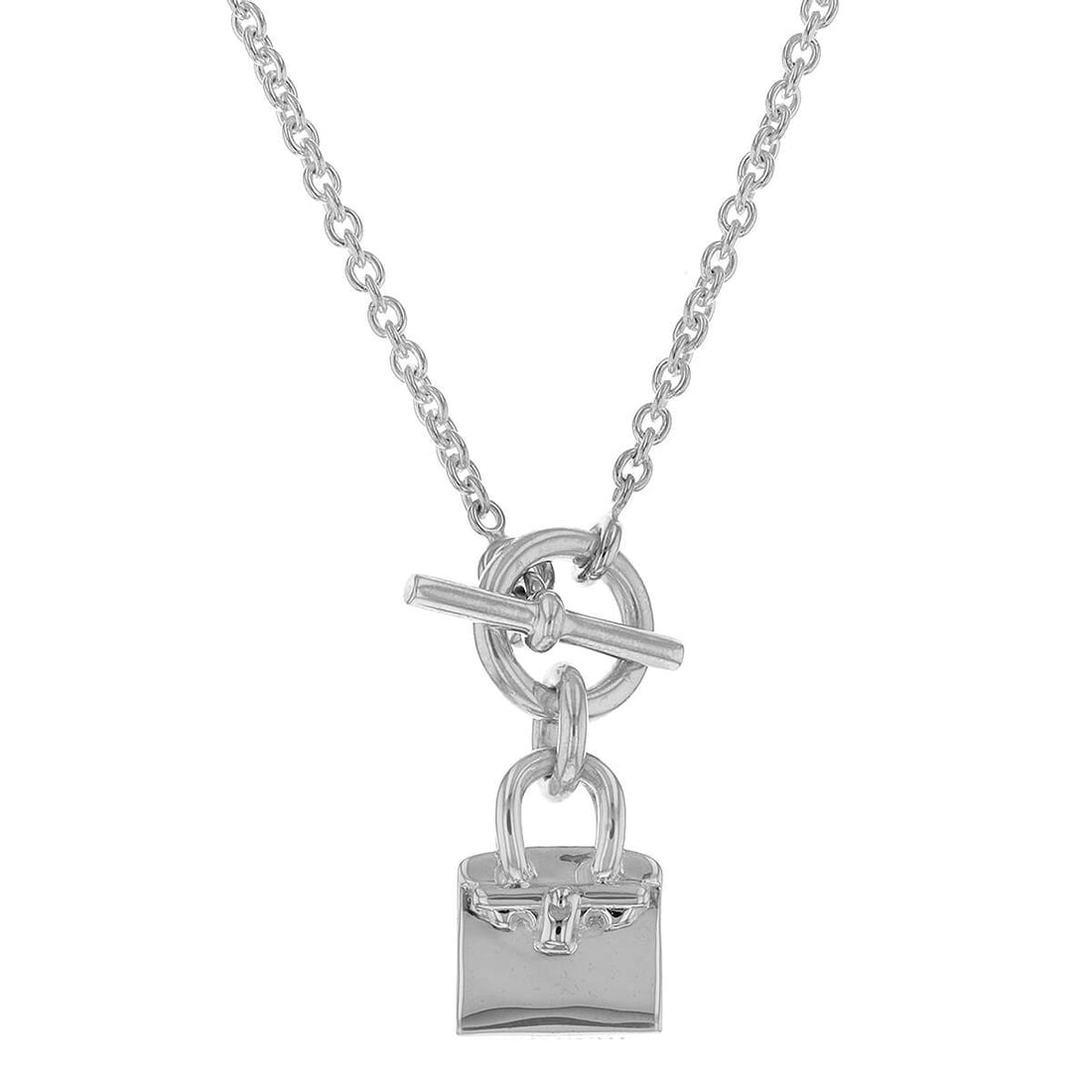 Hermes Amulette Birkin silver necklace