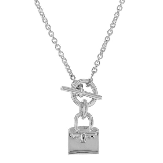 Hermes Amulette Birkin silver necklace