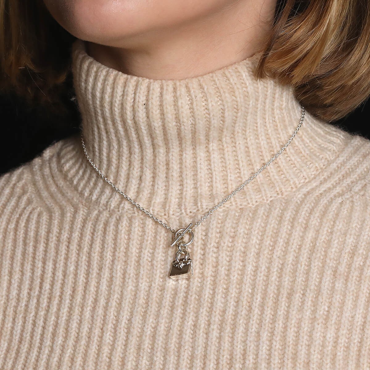 hermes amulette birkin silver necklace