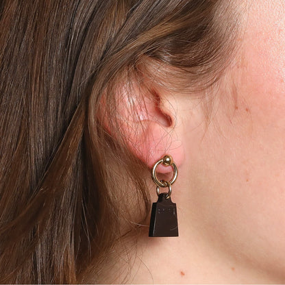 Hermes Amulette Maroquinier buffalo horn and gold plated metal earrings