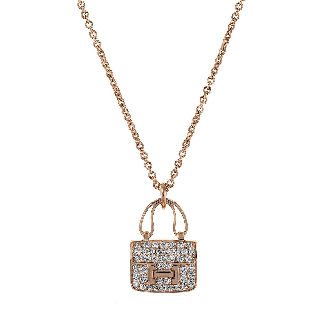 Hermes Amulettes Constance diamonds and gold necklace