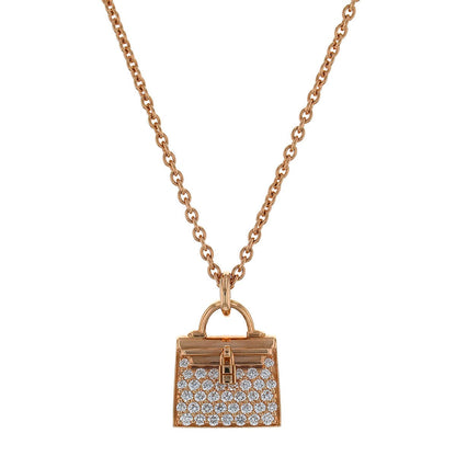 Hermes Amulettes Kelly diamonds and gold necklace