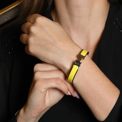 Hermes Clic H stainless steel and enamel bracelet