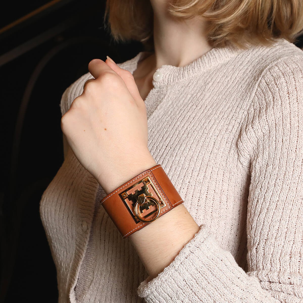 Hermes  gold plated metal bracelet