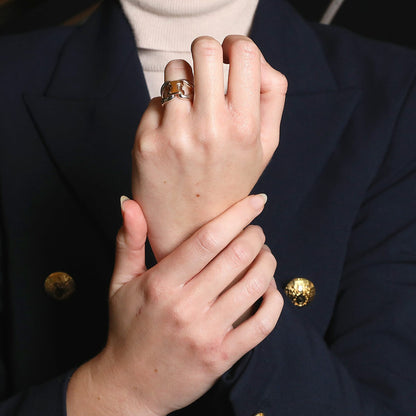 Hermes History silver and gold ring