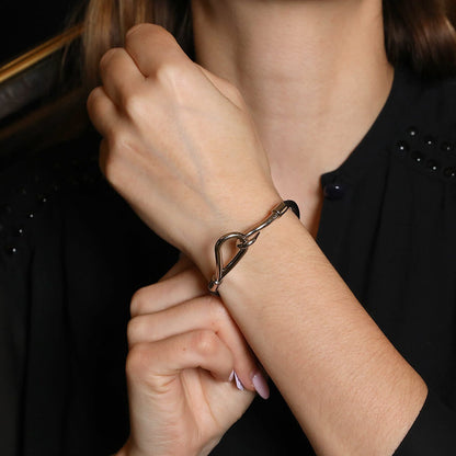 Hermes Jumbo leather and stainless steel bracelet