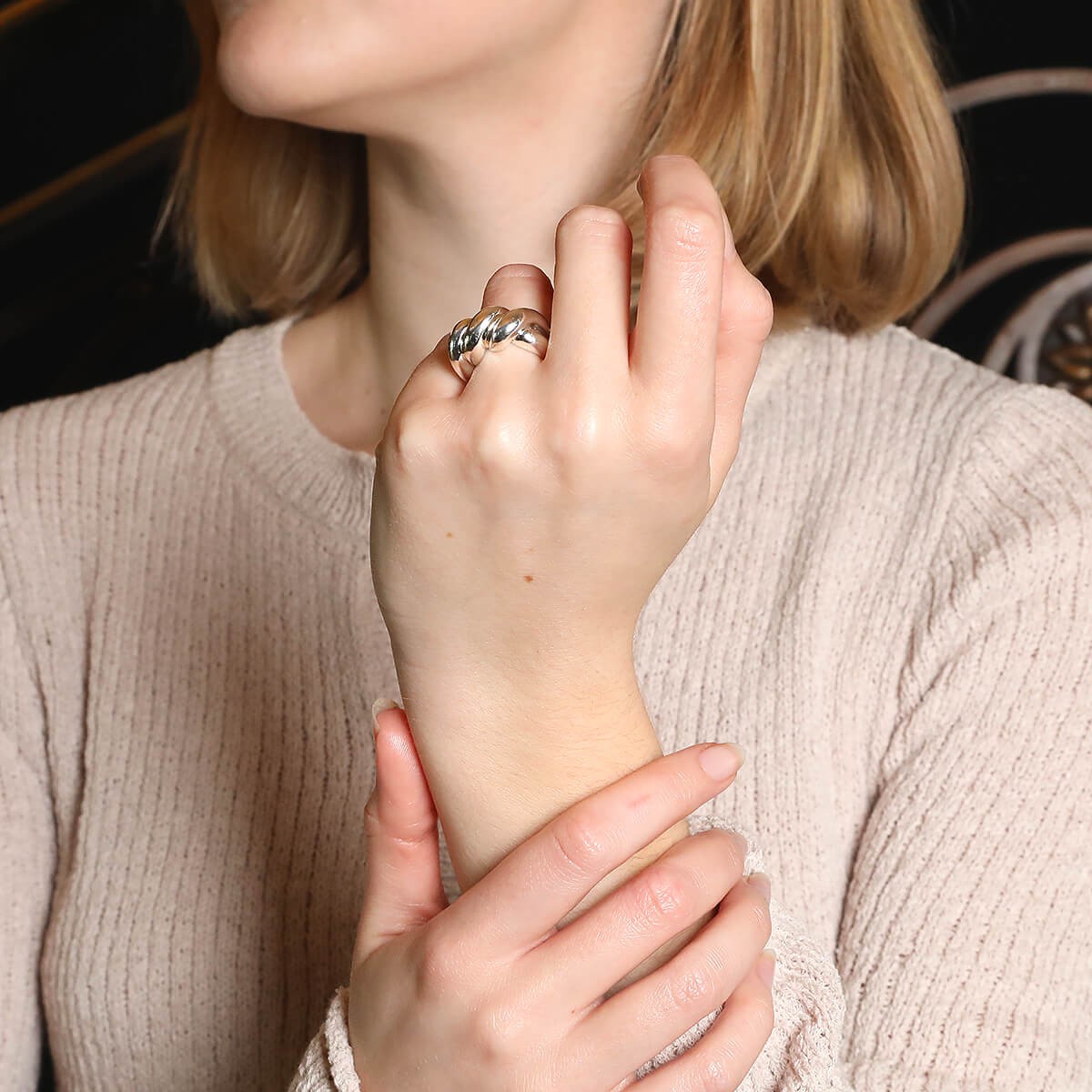 hermes torsade silver ring