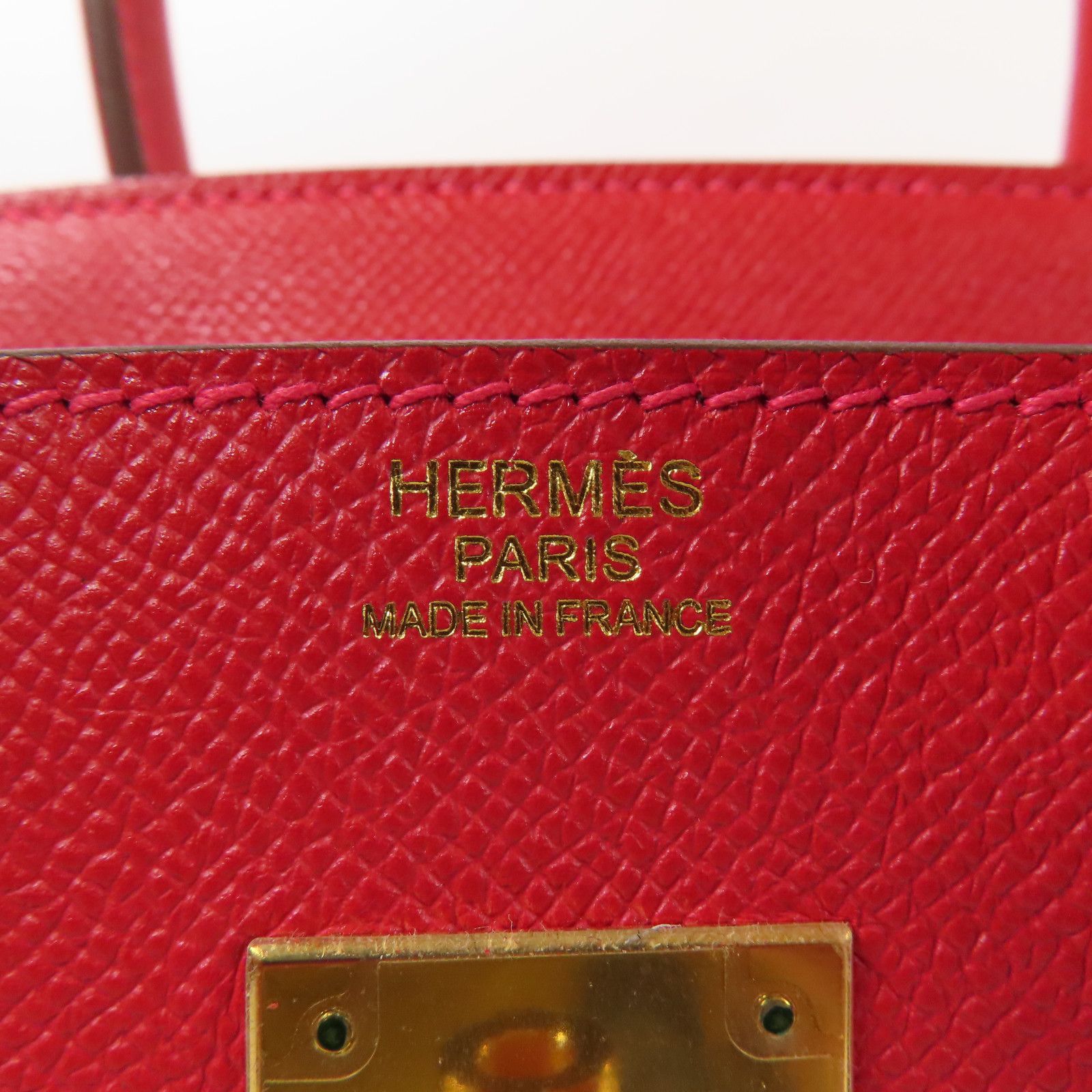 Hermes Epsom Leather Birkin 30 Gold Handmade Bag Rouge Casaque Handbag Red Rouge Casaque Epsom Calfskin (cowhide) _