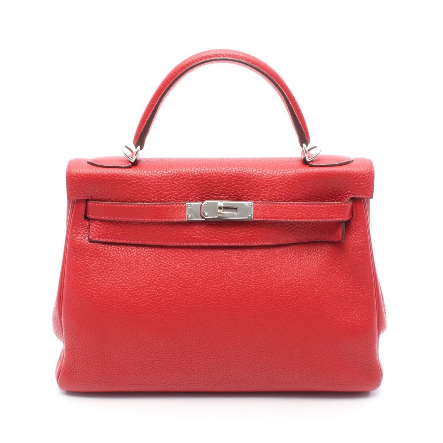 Hermes Kelly 32 Handbag Vermillon Red Leather Taurillon Clemence