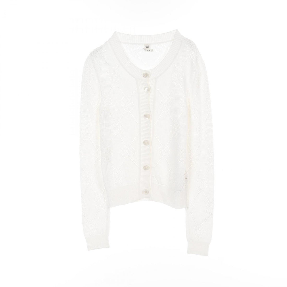 Hermes H Lift Serie Button Cardigan White Rayon Cotton 2e 2710da