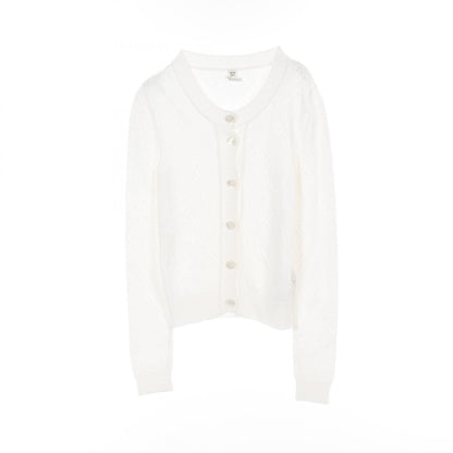 Hermes H Lift Serie Button Cardigan White Rayon Cotton 2e 2710da
