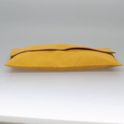 Hermes Clutch Bag Canvas Yellow Auth