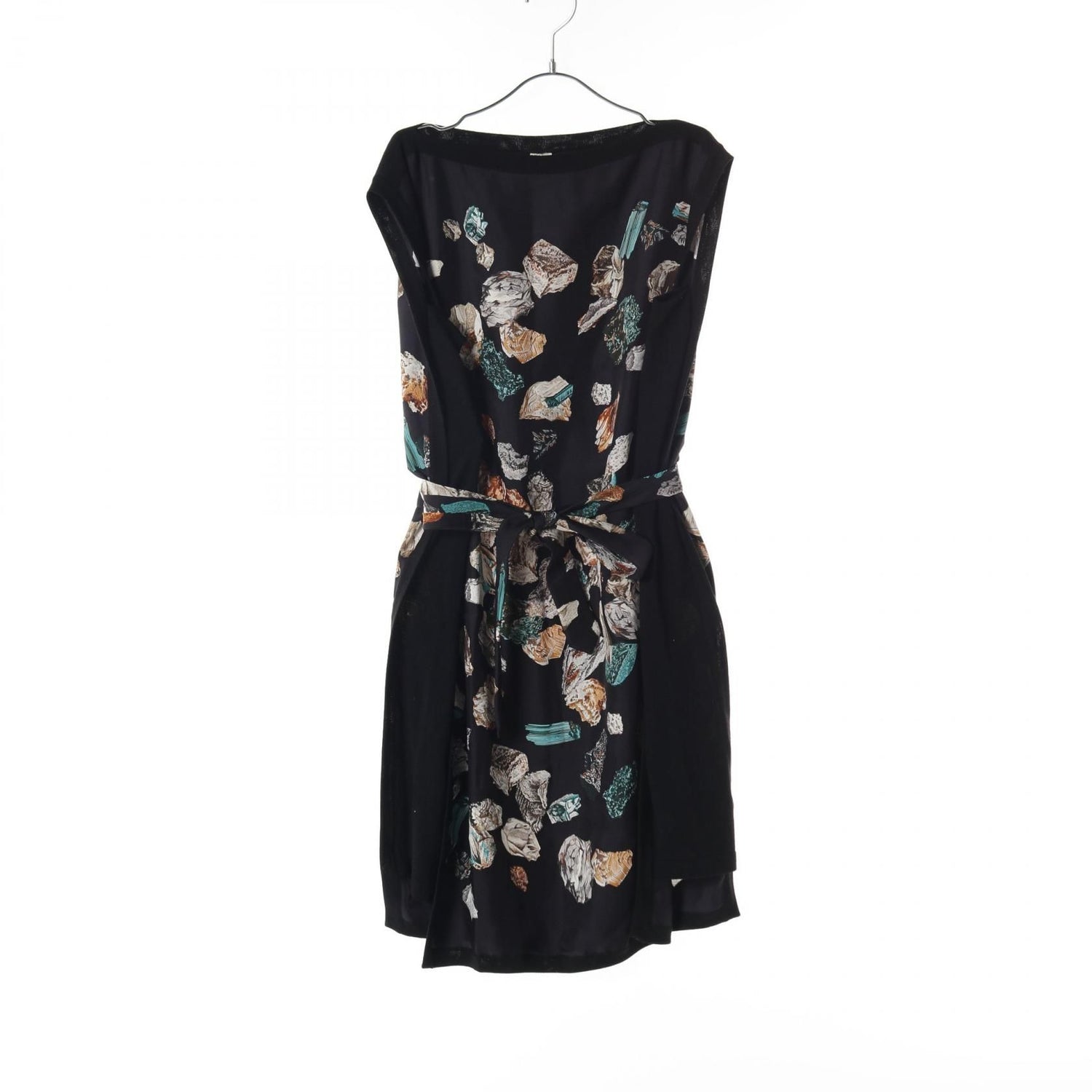 Hermes Twillaine Dress Silk Wool Silk Black Multicolor 36