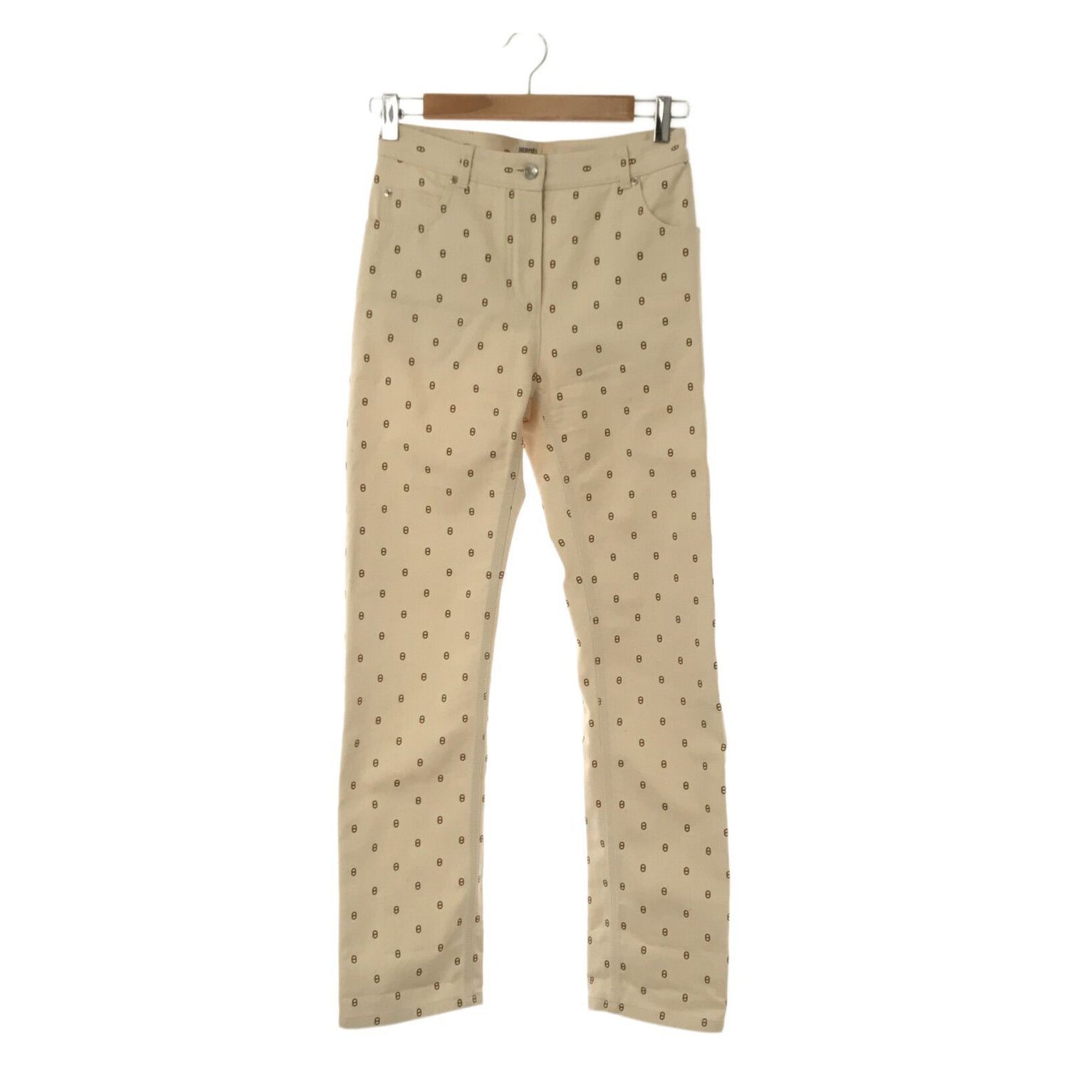 Hermes Denim Pants Roulis Patterned Cotton White  