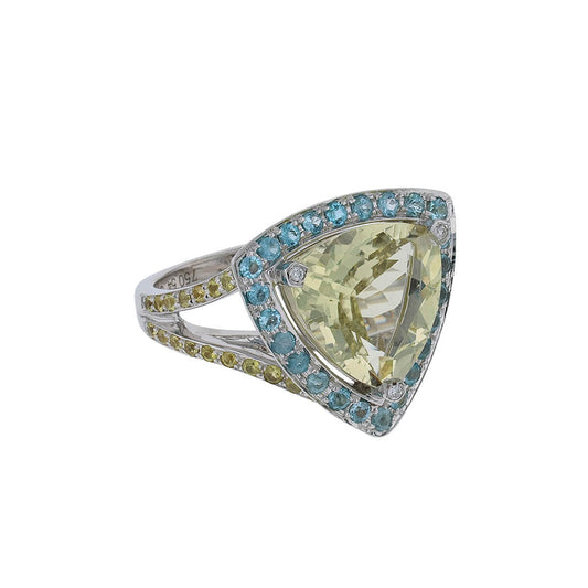 Mauboussin Tellement Subtile pour moi prasiolite, topazes and gold ring