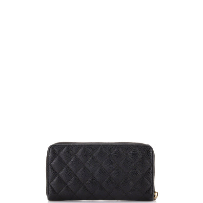 Zip Around Wallet Quilted Caviar Long