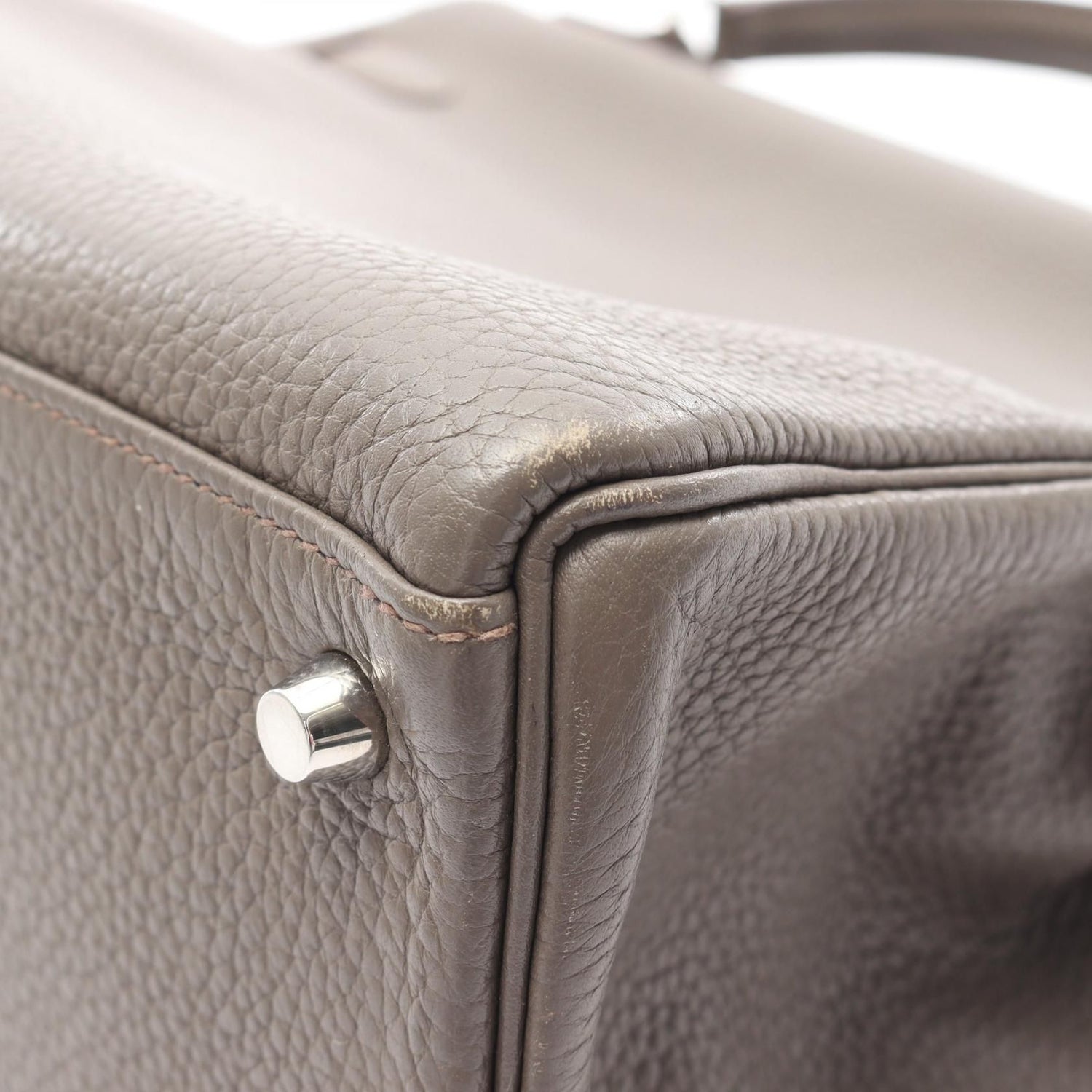 Hermes Kelly 35 Handbag Etain Brown Leather Taurillon Clemence