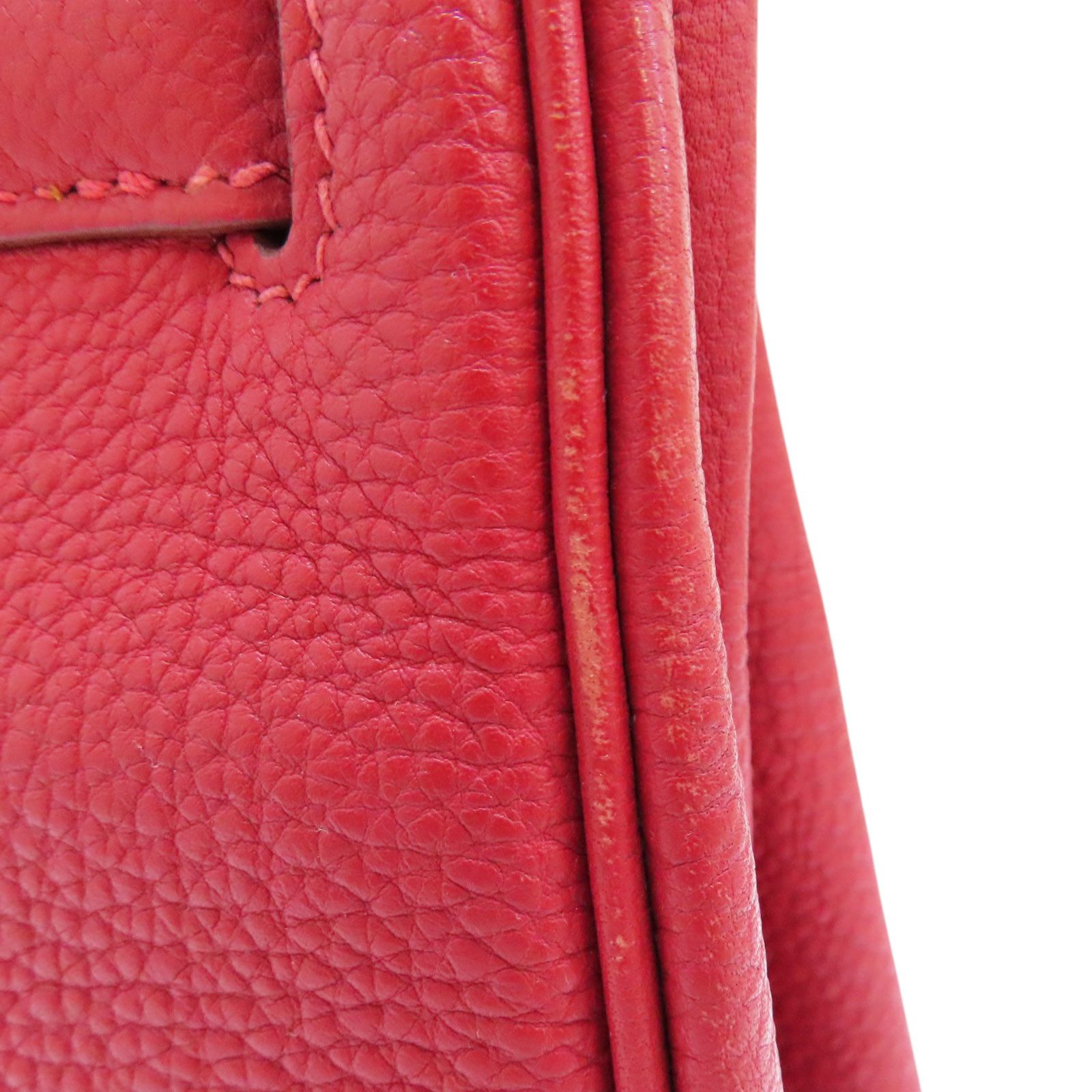 Hermes Kelly 28 Shoulder Handbag Togo Leather Rouge Casaque F Silver Metal
