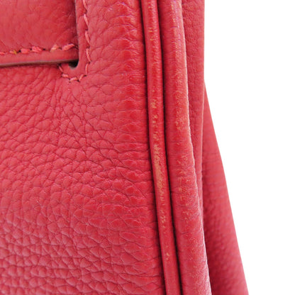 Hermes Kelly 28 Shoulder Handbag Togo Leather Rouge Casaque F Silver Metal