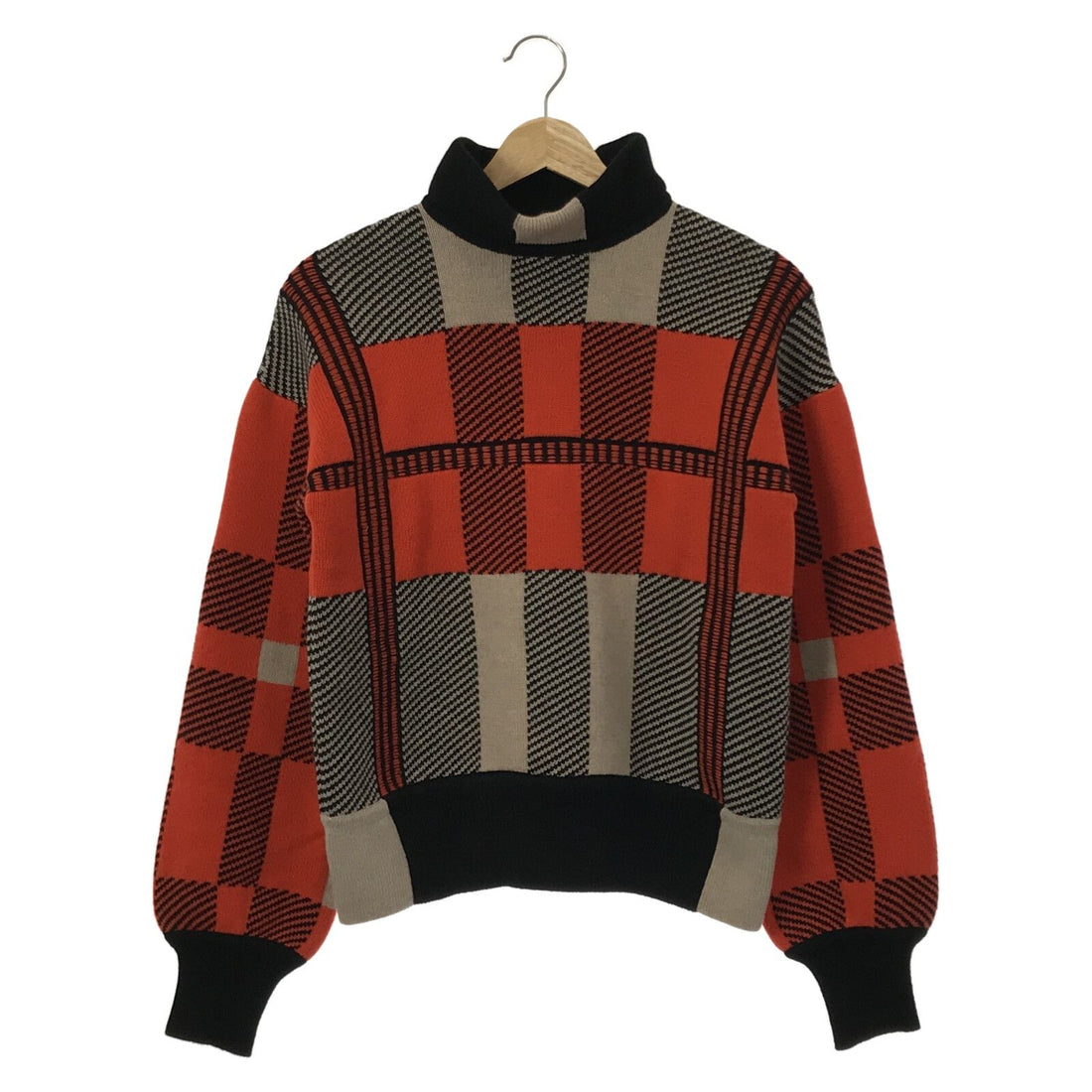 Hermes Cashmere Tartan Long Sleeve Sweater Orange 34