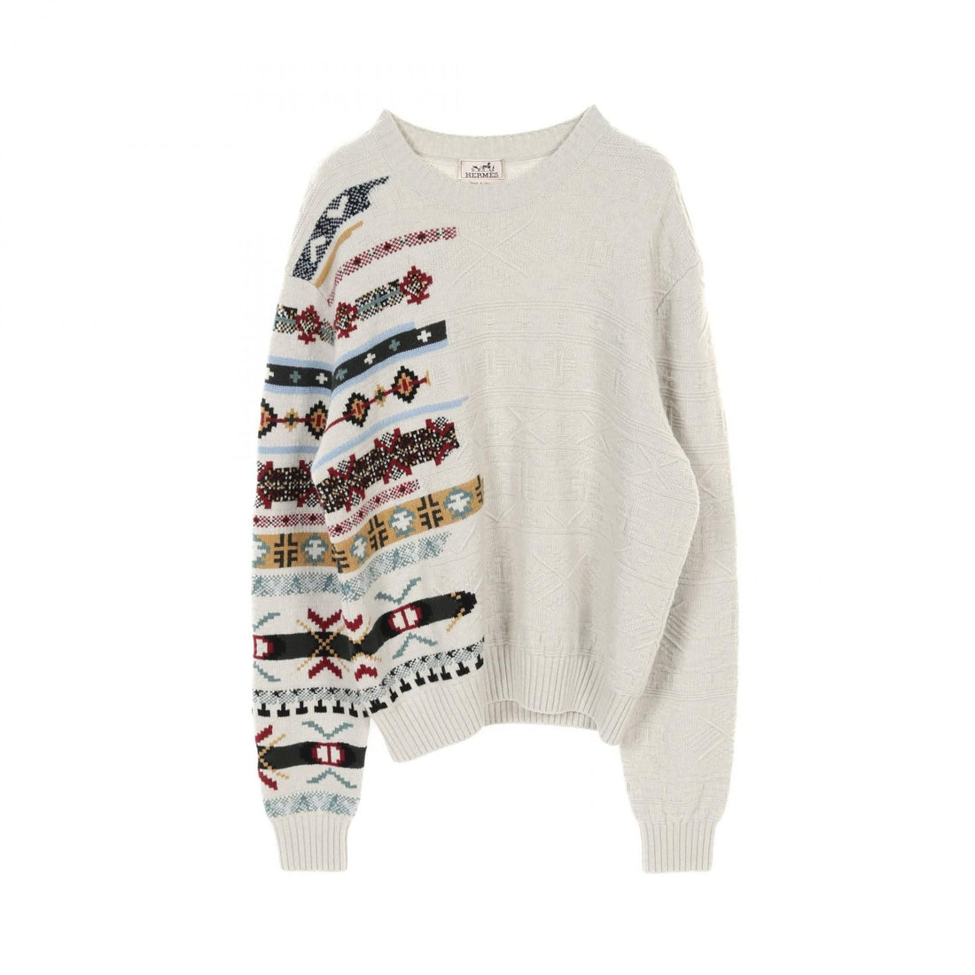 Hermes Couleurs En Cours Knit Sweater *32-5731 Wool Cashmere Gray Mens M