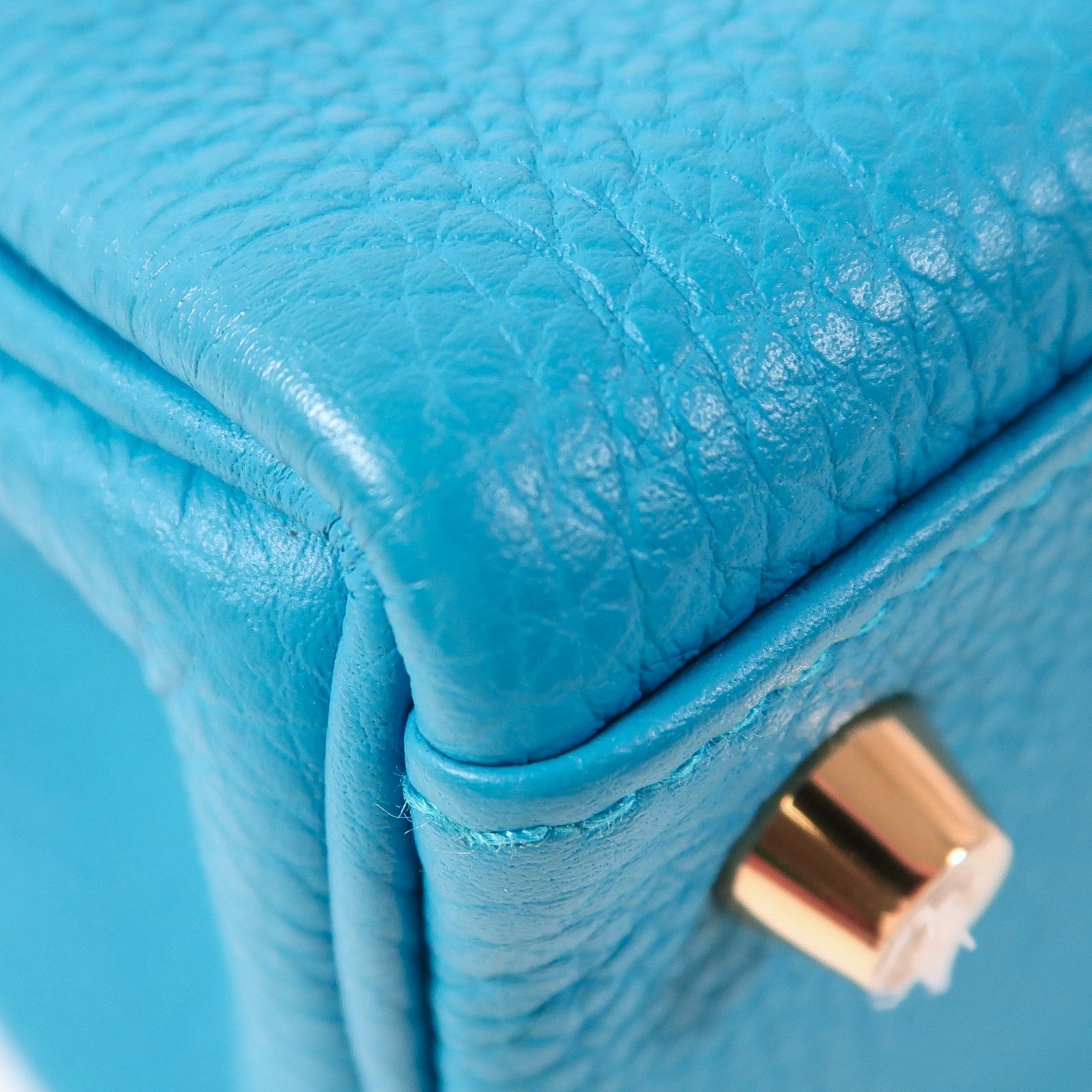Hermes Togo Leather Kelly 25 Gold Hand-turned Shoulder And Back Bag Bleu Zanzibar 2way Shoulder Bag Blue Zanzibar Blue B