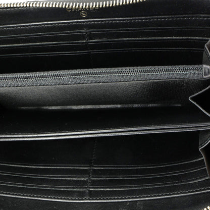 Zip Around Wallet With Pearl Chain Quilted Lambskin Long