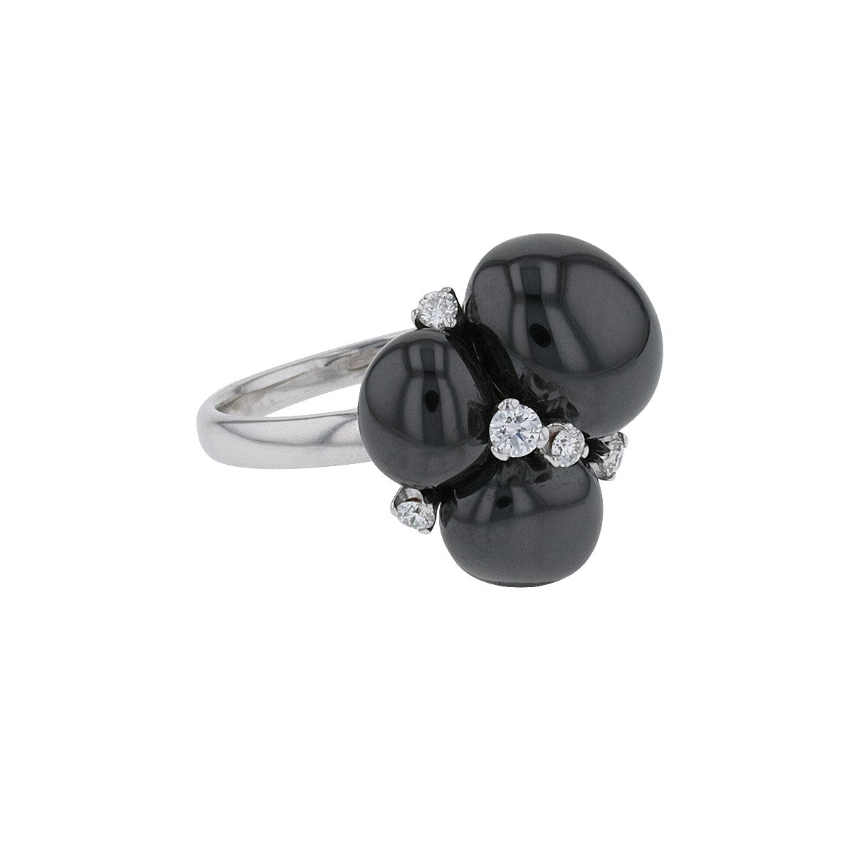 pomellato capri black ceramic, diamonds and gold ring