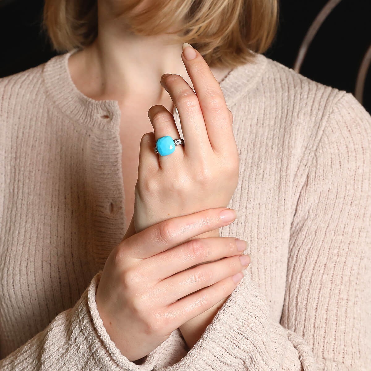 pomellato capri turquoise, diamonds and gold ring