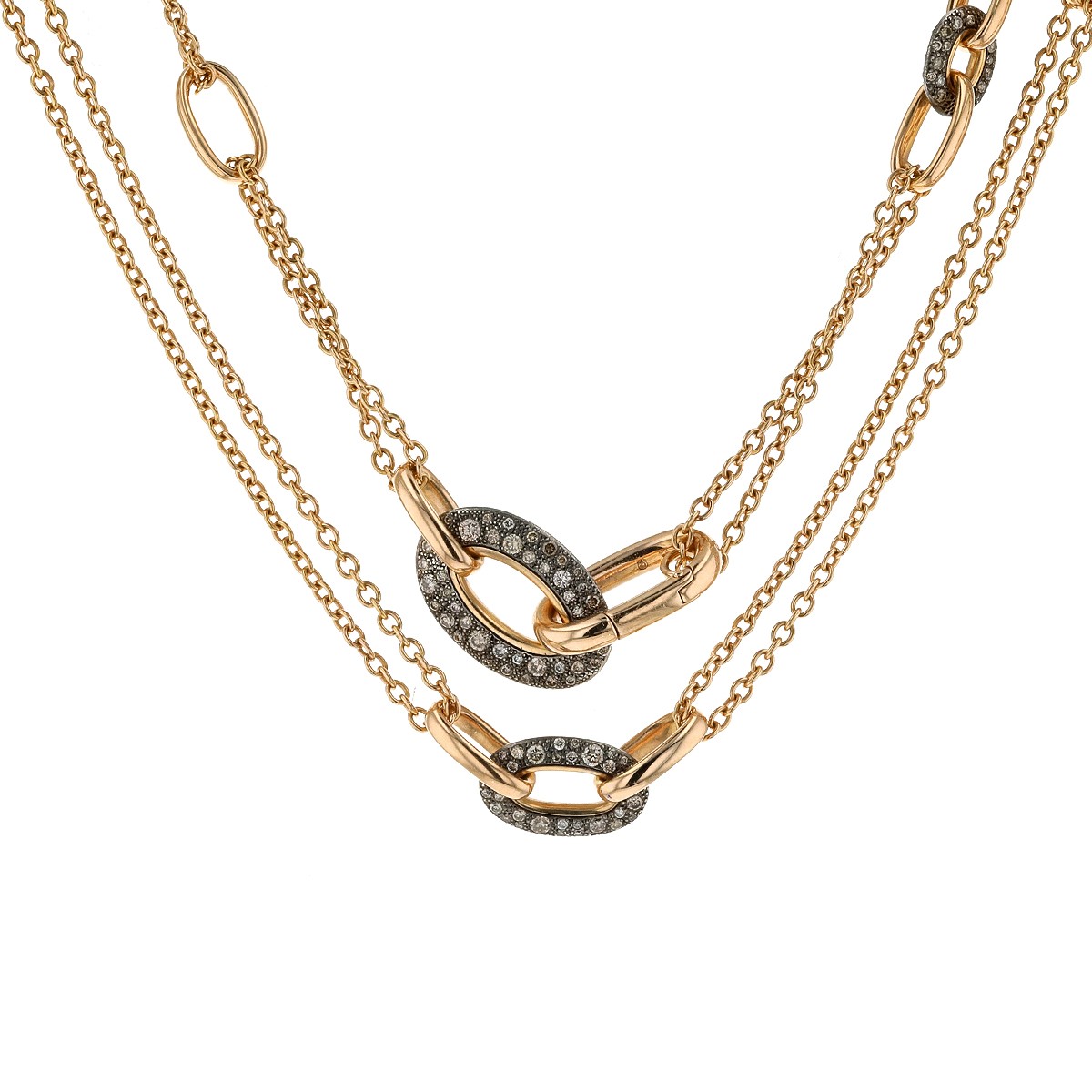 pomellato diamonds, gold and silver long necklace