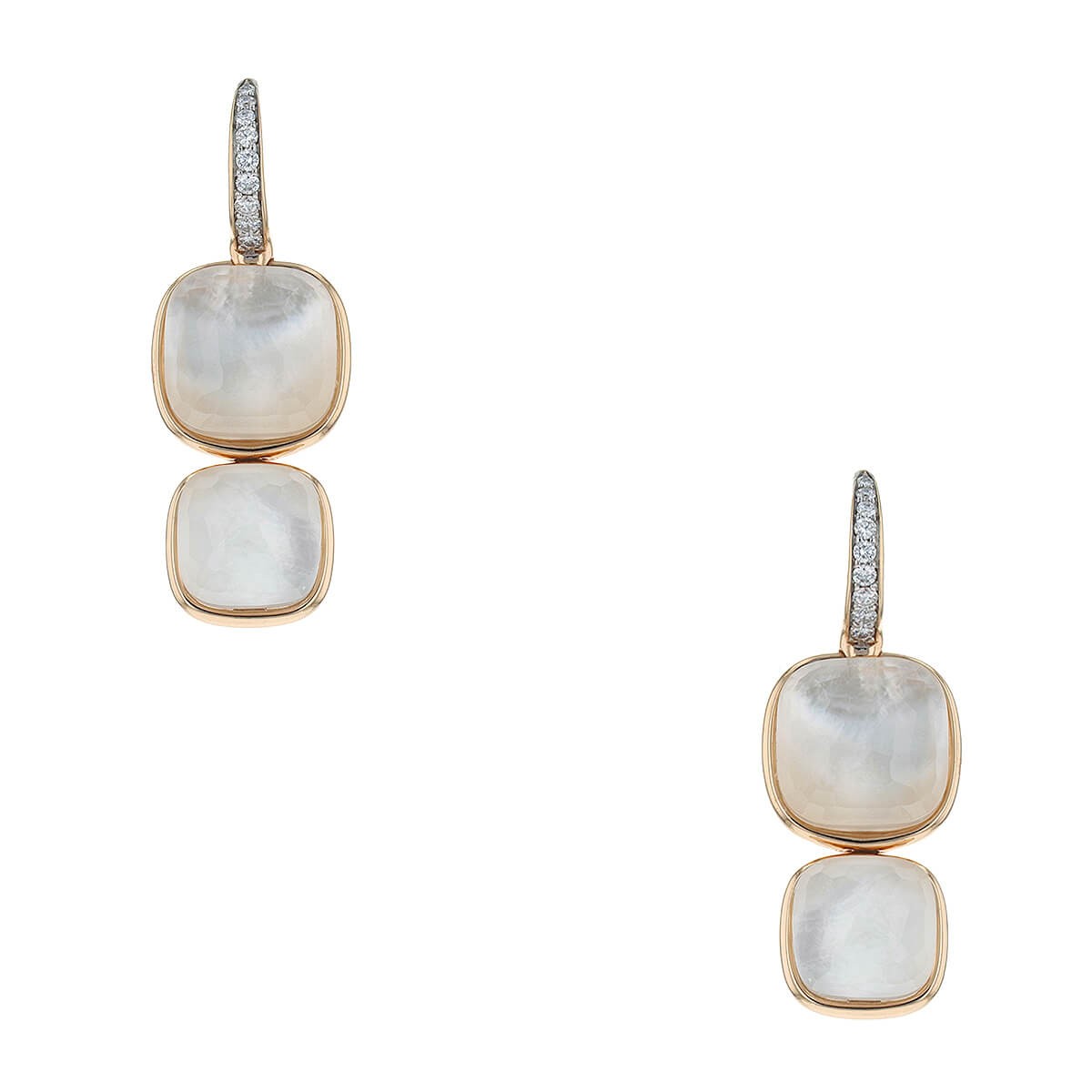 pomellato nudo mother of pearl, topazes, diamonds and gold earrings