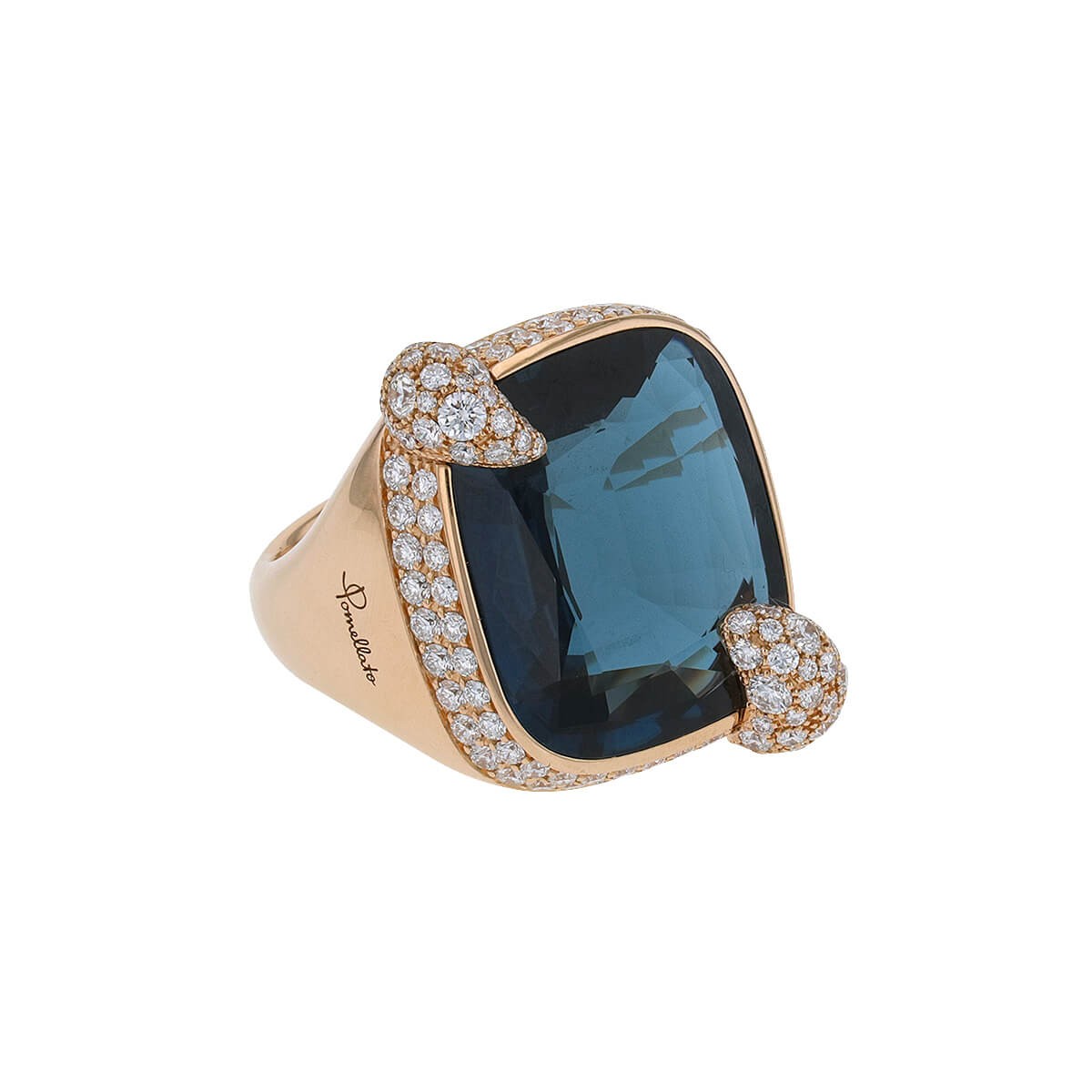 pomellato ritratto topaze, diamonds and gold ring