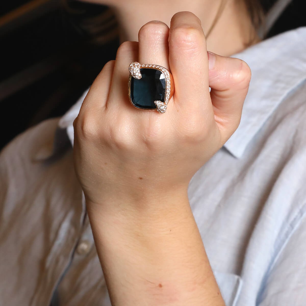 pomellato ritratto topaze, diamonds and gold ring